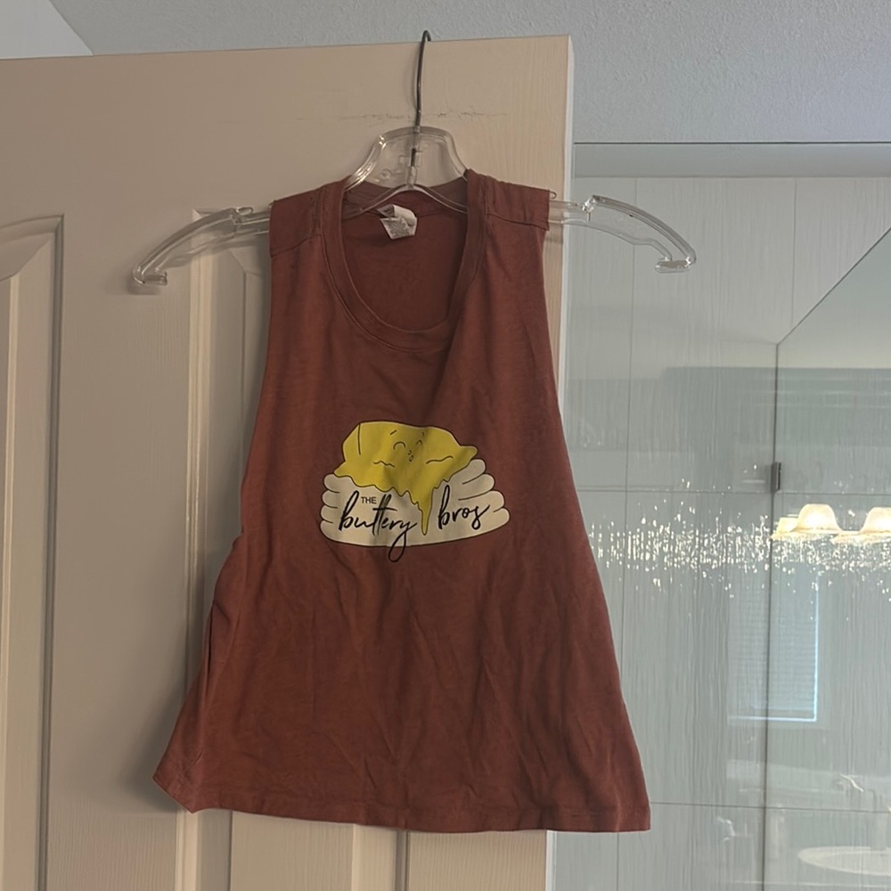 Buttery Bros Rust Crop Top with Yellow Graphic